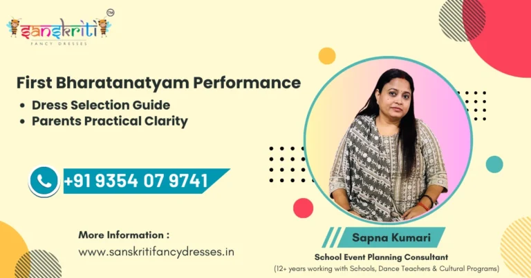 First Bharatanatyam performance dress selection guide for parents focusing on comfort and fitting